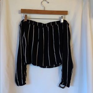 Kendall & Kylie striped off the shoulder long slv